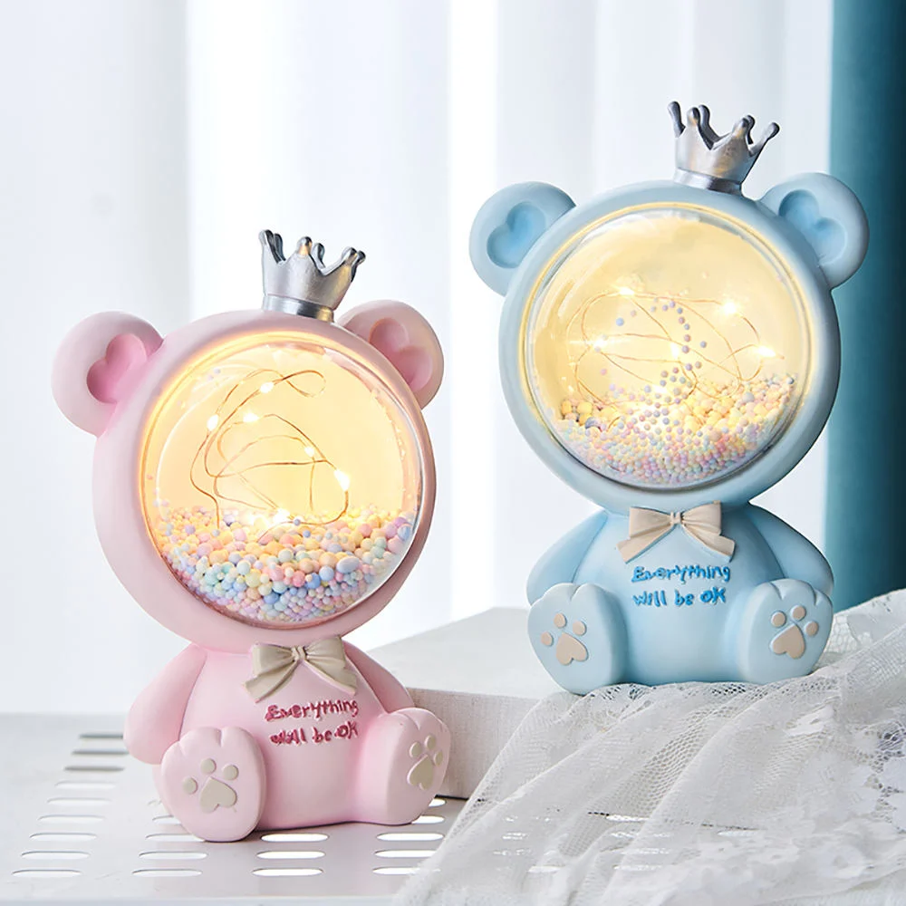 Creative Bear Sculpture Resin Modern Home Desktop Cute Lamp Decoration Children′s Gifts