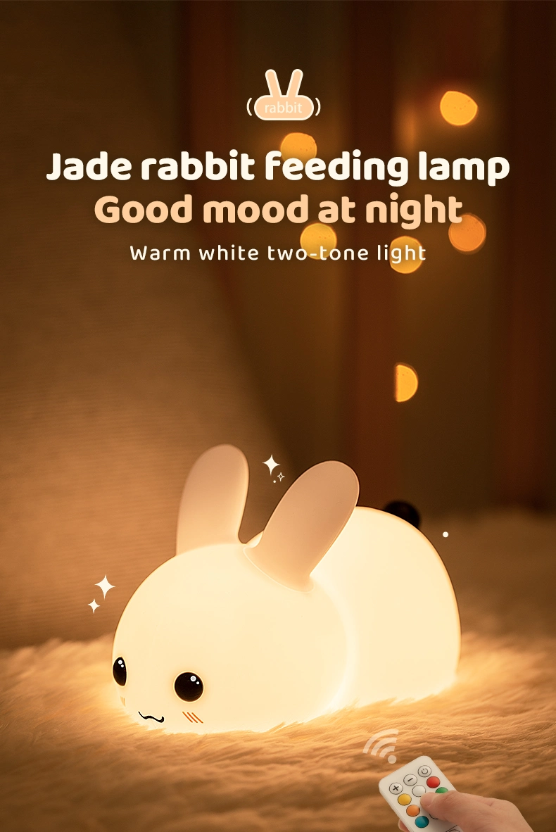 Custom Colorful Rabbit LED Night Light Bedroom Table Lamp for Kids