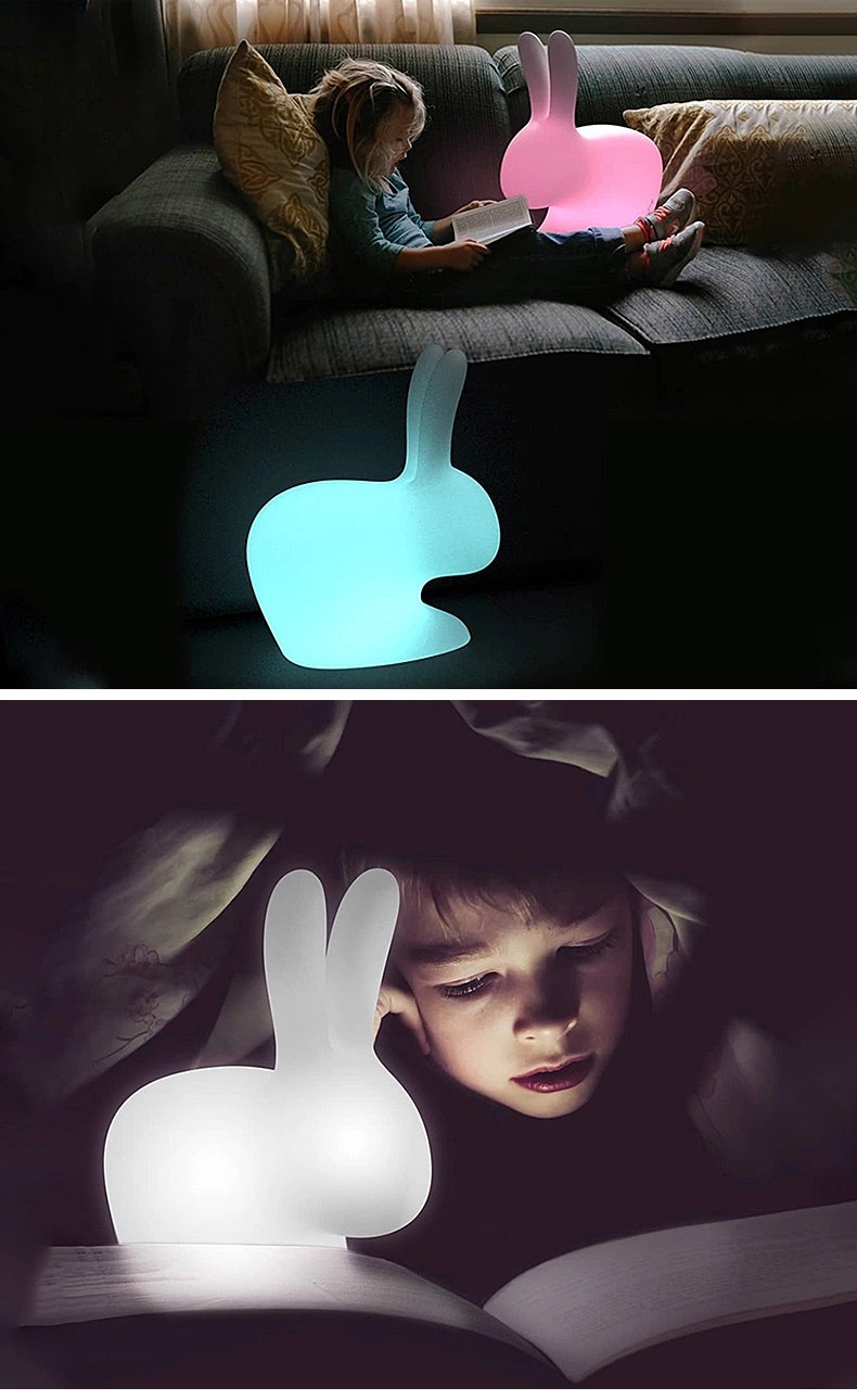 Creative Children′s Gift Remote Control Dimming Touch Sensor USB Charging LED Night Light PE Rabbit Lamp