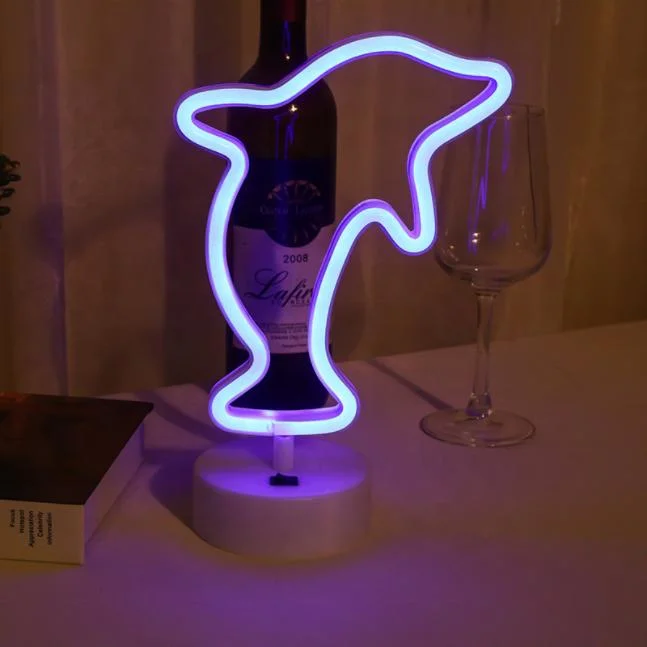 Table Night Light Party Kids Room Gift Dolphin Neon Sign Light