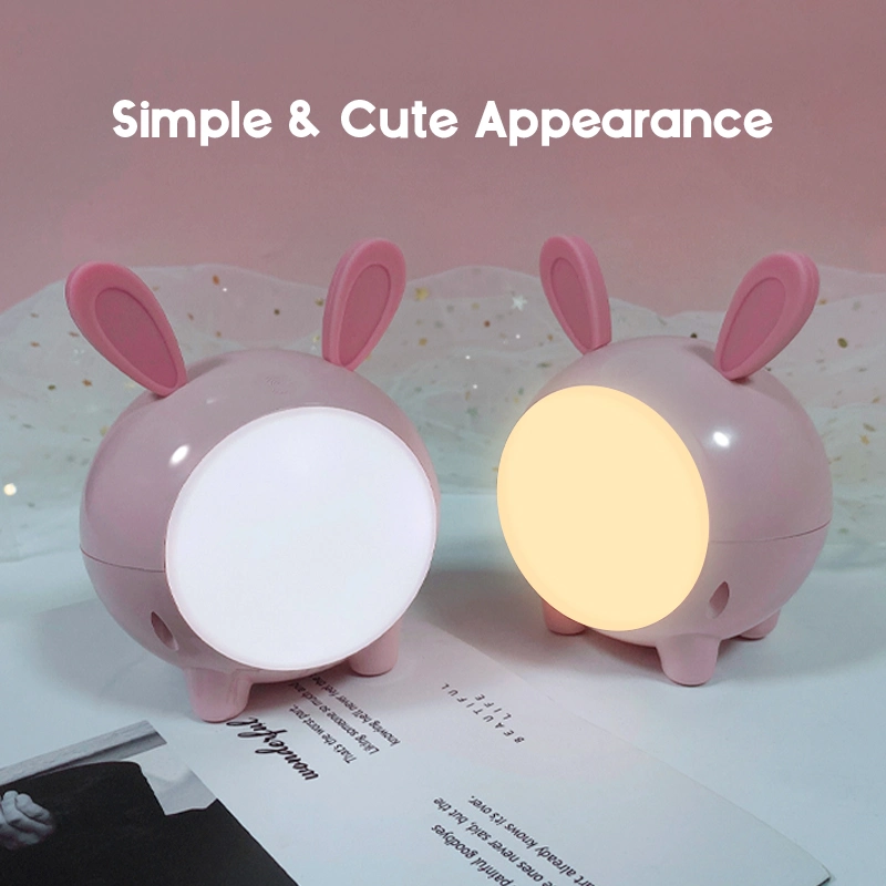 Pink Rabbit LED Night Lamp with Soft Silicone