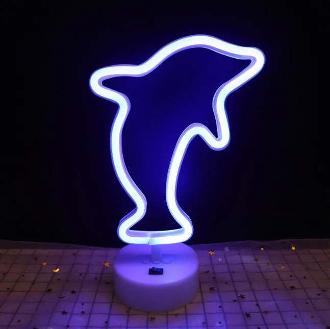 Table Night Light Party Kids Room Gift Dolphin Neon Sign Light