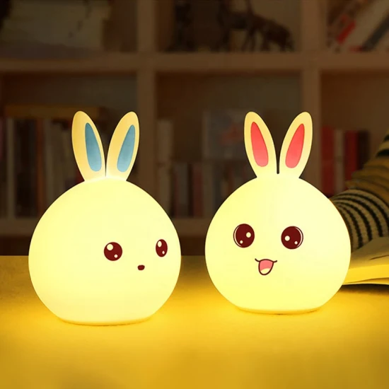 Перезаряжаемая светодиодная силиконовая лампа в форме кролика с измененным цветом