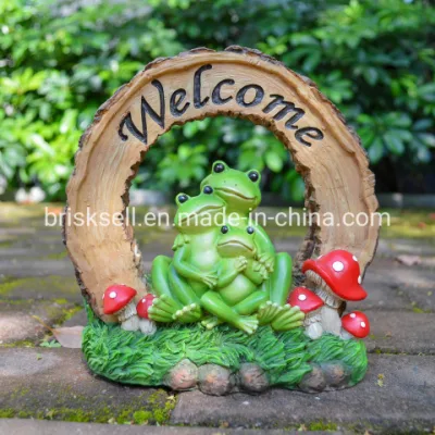 Добро пожаловать лягушка Солнечная светодиодная уличная декоративная садовая статуя из смолы